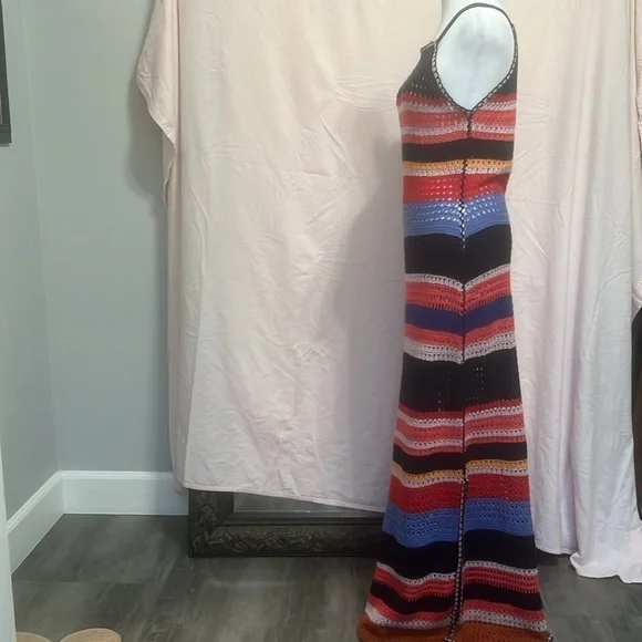 Cashel Women's Multi-Colored Striped Crochet Dress Size Small - Picture 3 of 14